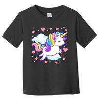 Valentines Day Unicorn Hearts Rainbow Toddlers Teacher Toddler T-Shirt