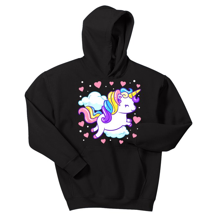 Valentines Day Unicorn Hearts Rainbow Toddlers Teacher Kids Hoodie