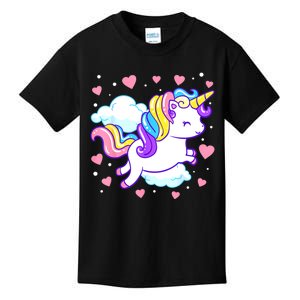 Valentines Day Unicorn Hearts Rainbow Toddlers Teacher Kids T-Shirt