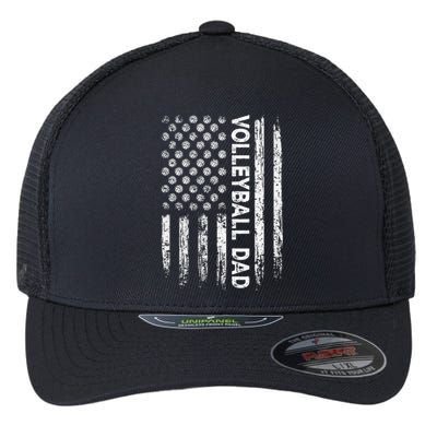 Volleyball Dad Usa Flag Retro Fathers Day Daddy Papa Flexfit Unipanel Trucker Cap