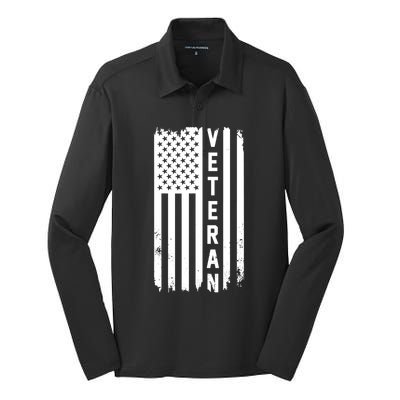 Veterans Day Us Flag Armed Forces Military Retired Gift Silk Touch Performance Long Sleeve Polo