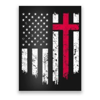 Vintage Distressed USA Flag Cross Christian Faith Gift Poster