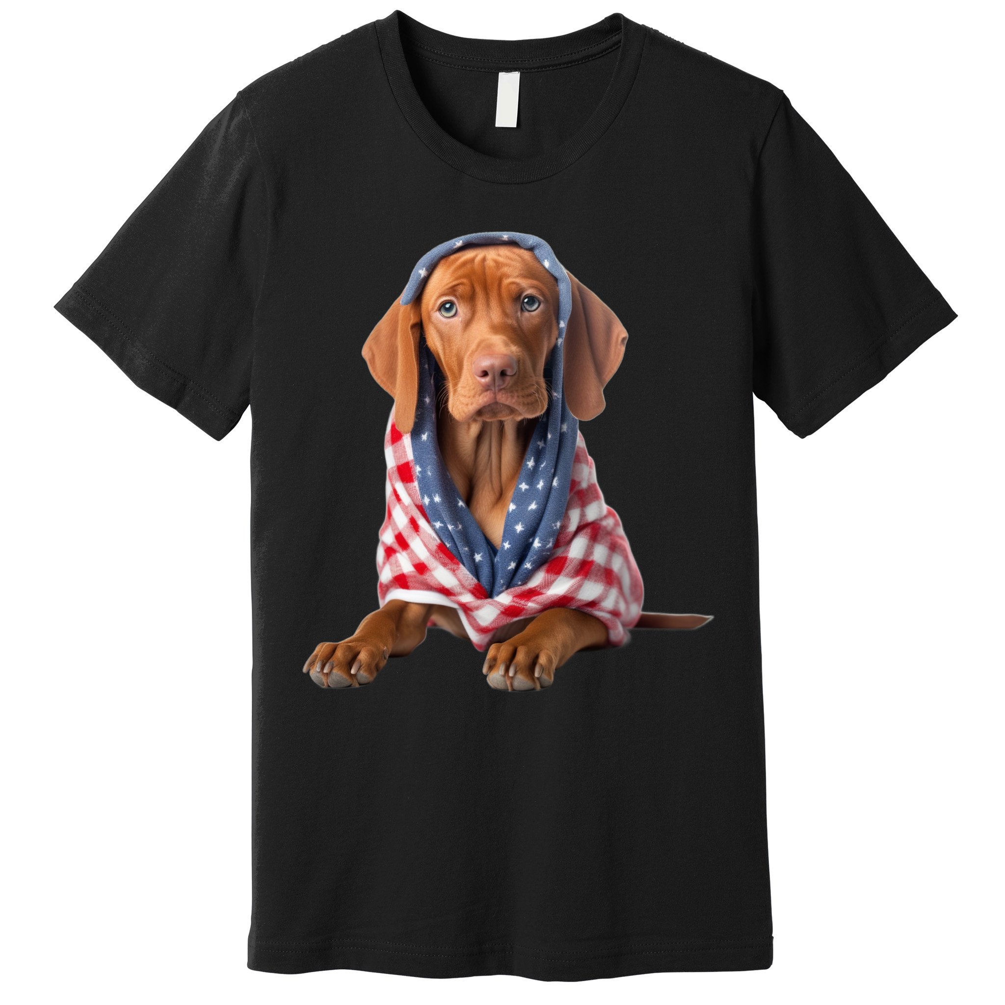 Vizsla Dog USA Flag American Patriotic Dogs 4th Of July Premium T-Shirt