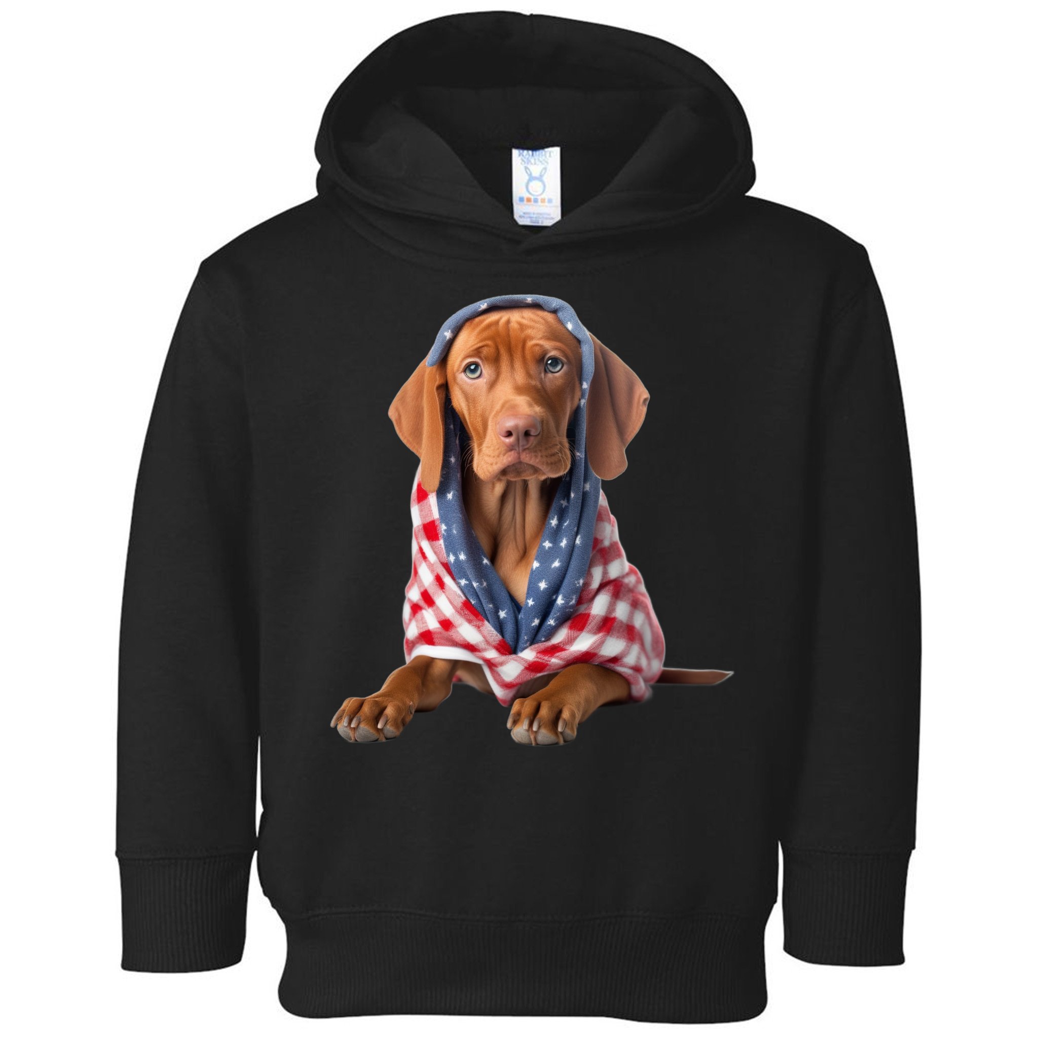 Vizsla Dog USA Flag American Patriotic Dogs 4th Of July Toddler Hoodie
