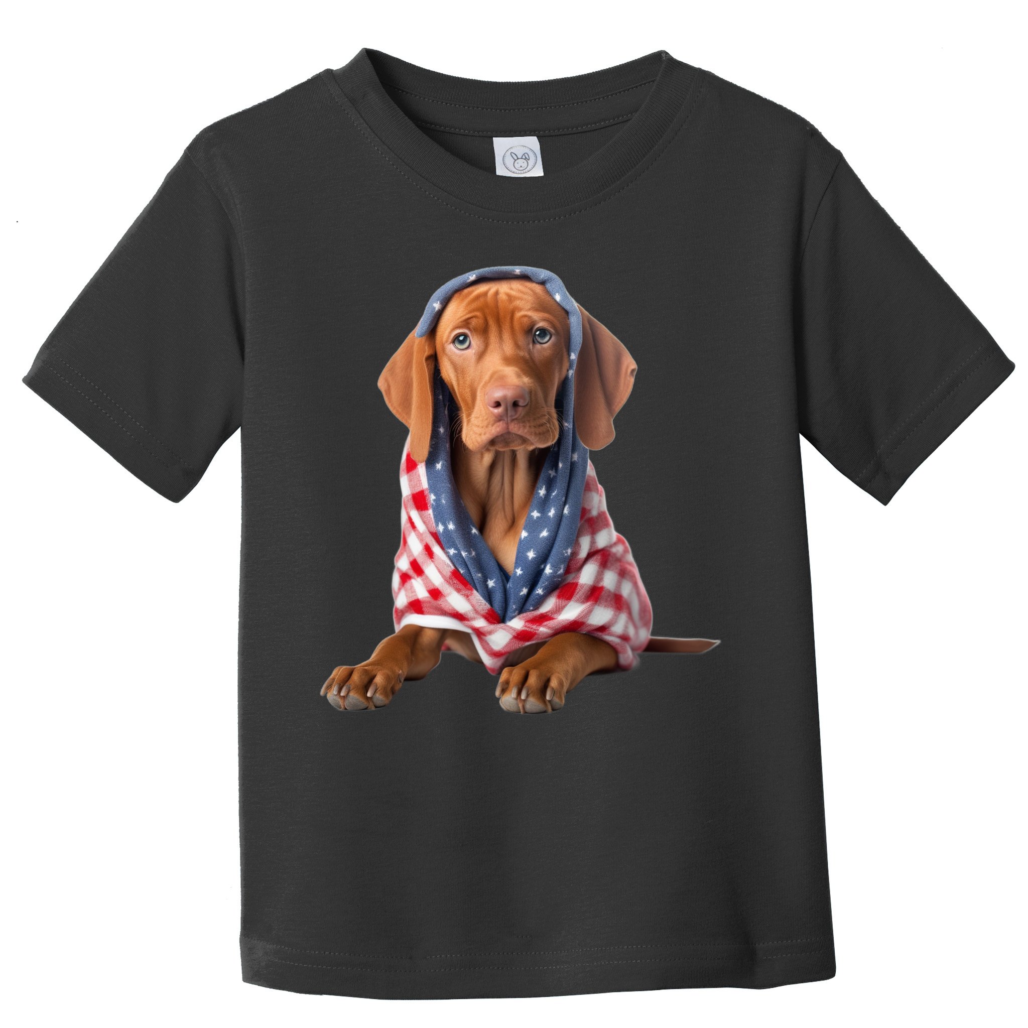 Vizsla Dog USA Flag American Patriotic Dogs 4th Of July Toddler T-Shirt