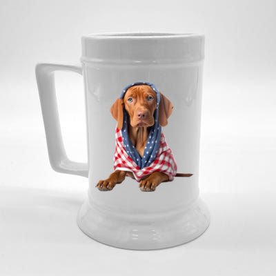 Vizsla Dog USA Flag American Patriotic Dogs 4th Of July Beer Stein