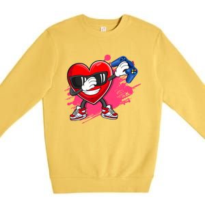 Valentines Day Video Game Dabbing Heart Gamer Gift Premium Crewneck Sweatshirt