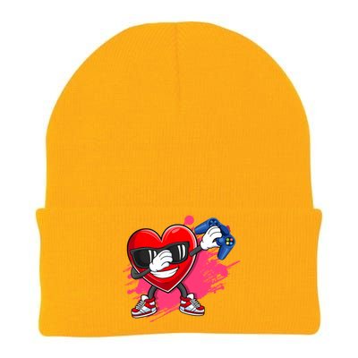 Valentines Day Video Game Dabbing Heart Gamer Gift Knit Cap Winter Beanie