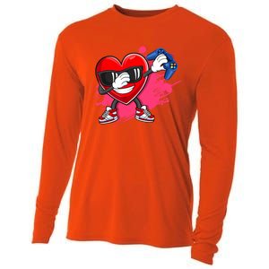 Valentines Day Video Game Dabbing Heart Gamer Gift Cooling Performance Long Sleeve Crew