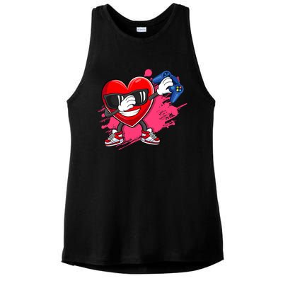 Valentines Day Video Game Dabbing Heart Gamer Gift Ladies PosiCharge Tri-Blend Wicking Tank