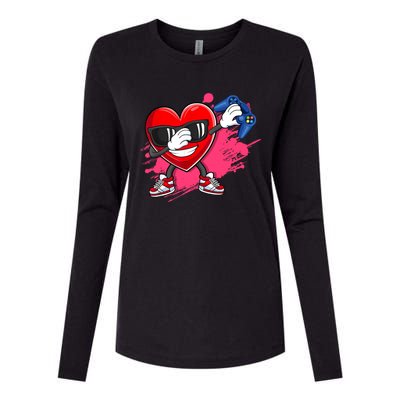 Valentines Day Video Game Dabbing Heart Gamer Gift Womens Cotton Relaxed Long Sleeve T-Shirt