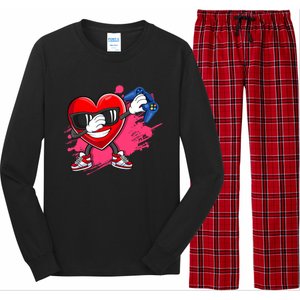 Valentines Day Video Game Dabbing Heart Gamer Gift Long Sleeve Pajama Set