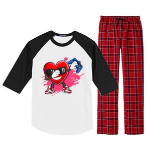 Valentines Day Video Game Dabbing Heart Gamer Gift Raglan Sleeve Pajama Set