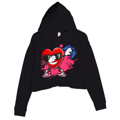 Valentines Day Video Game Dabbing Heart Gamer Gift Crop Fleece Hoodie