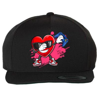 Valentines Day Video Game Dabbing Heart Gamer Gift Wool Snapback Cap