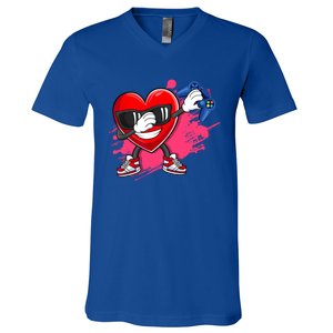 Valentines Day Video Game Dabbing Heart Gamer Gift V-Neck T-Shirt