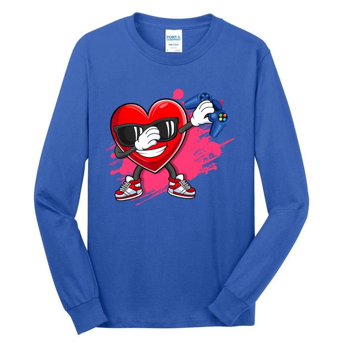 Valentines Day Video Game Dabbing Heart Gamer Gift Tall Long Sleeve T-Shirt