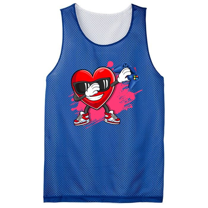 Valentines Day Video Game Dabbing Heart Gamer Gift Mesh Reversible Basketball Jersey Tank