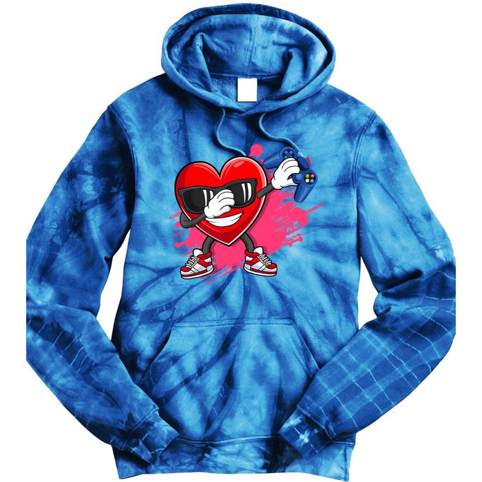 Valentines Day Video Game Dabbing Heart Gamer Gift Tie Dye Hoodie