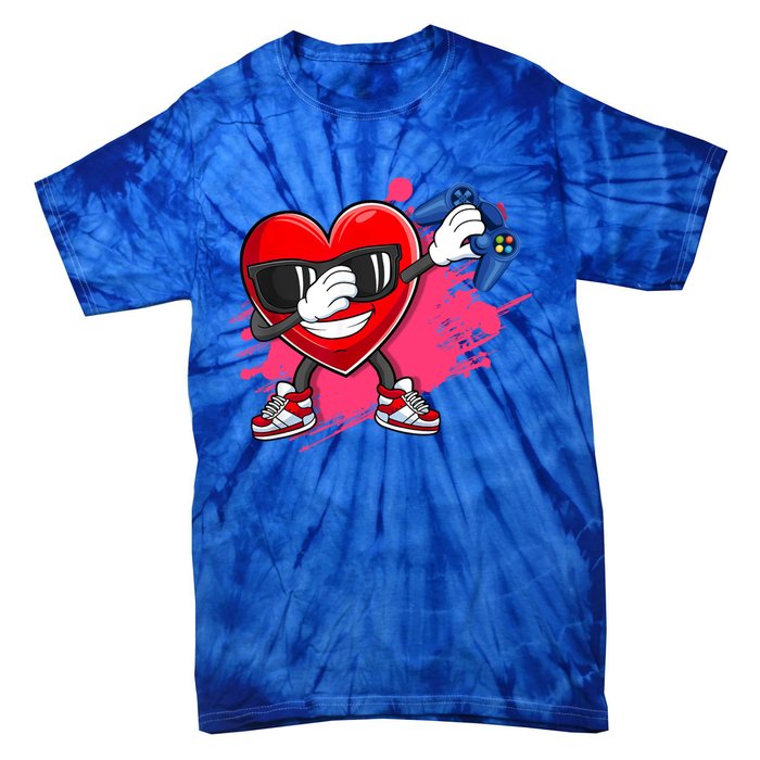 Valentines Day Video Game Dabbing Heart Gamer Gift Tie-Dye T-Shirt