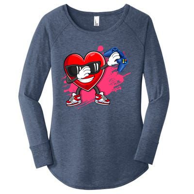 Valentines Day Video Game Dabbing Heart Gamer Gift Women's Perfect Tri Tunic Long Sleeve Shirt