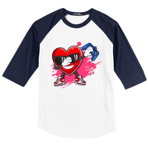 Valentines Day Video Game Dabbing Heart Gamer Gift Baseball Sleeve Shirt