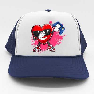 Valentines Day Video Game Dabbing Heart Gamer Gift Trucker Hat