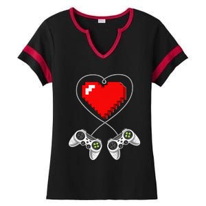 Valentine's Day Video Game Controller Heart Gamer Gifts Ladies Halftime Notch Neck Tee