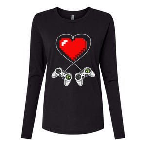 Valentine's Day Video Game Controller Heart Gamer Gifts Womens Cotton Relaxed Long Sleeve T-Shirt