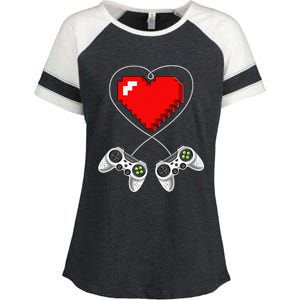 Valentine's Day Video Game Controller Heart Gamer Gifts Enza Ladies Jersey Colorblock Tee