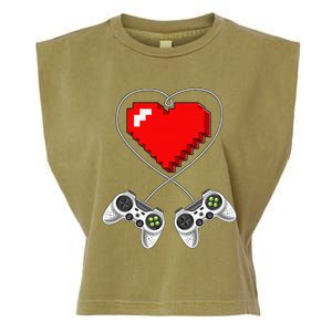 Valentine's Day Video Game Controller Heart Gamer Gifts Garment-Dyed Women's Muscle Tee