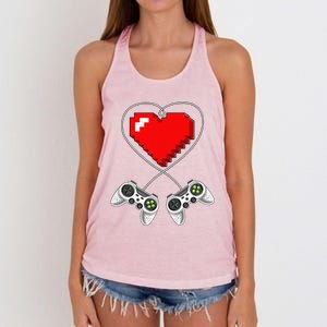 Valentine's Day Video Game Controller Heart Gamer Gifts Women's Knotted Racerback Tank