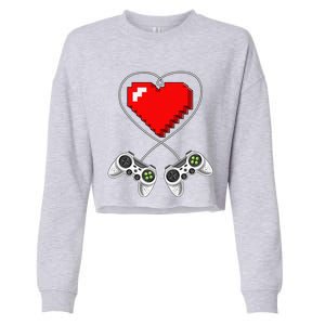 Valentine's Day Video Game Controller Heart Gamer Gifts Cropped Pullover Crew