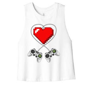 Valentine's Day Video Game Controller Heart Gamer Gifts Women's Racerback Cropped Tank