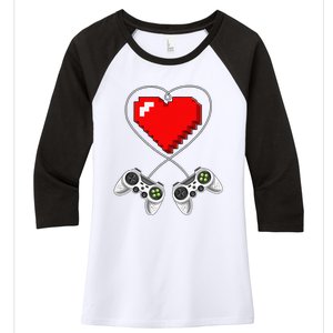 Valentine's Day Video Game Controller Heart Gamer Gifts Women's Tri-Blend 3/4-Sleeve Raglan Shirt