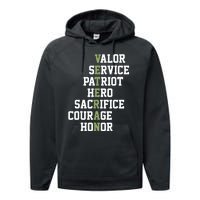 Veterans Day Veterans Thank You For Your Service Performance Fleece Hoodie