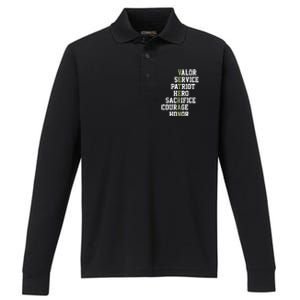 Veterans Day Veterans Thank You For Your Service Performance Long Sleeve Polo