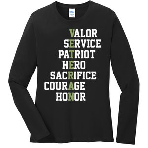 Veterans Day Veterans Thank You For Your Service Ladies Long Sleeve Shirt