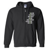 Veterans Day Veterans Thank You For Your Service Full Zip Hoodie