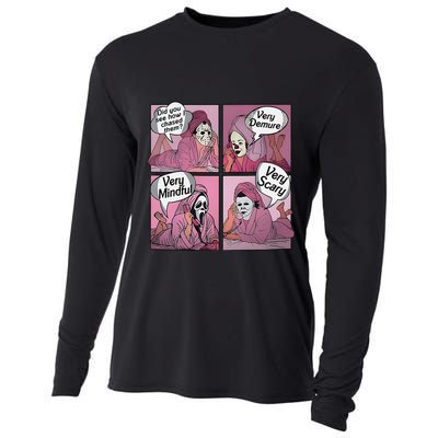 Very Demure Very Minful Very Scary Meme Halloween Cooling Performance Long Sleeve Crew