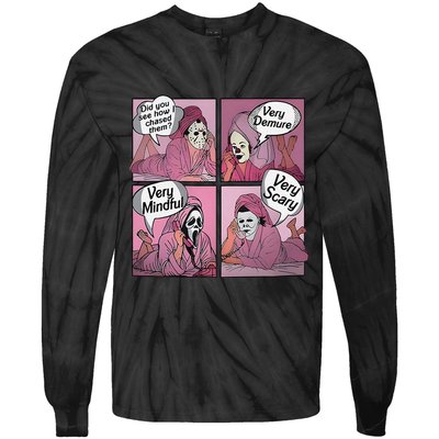 Very Demure Very Minful Very Scary Meme Halloween Tie-Dye Long Sleeve Shirt
