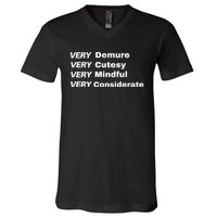 Very Demure Very Cutesy Very Considerate Demure V-Neck T-Shirt