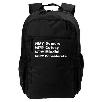 Very Demure Very Cutesy Very Considerate Demure Daily Commute Backpack