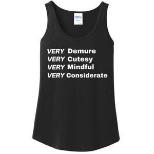 Very Demure Very Cutesy Very Considerate Demure Ladies Essential Tank