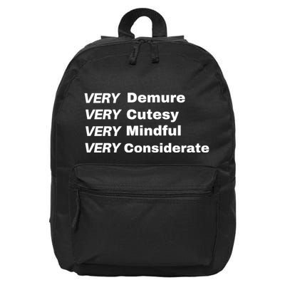 Very Demure Very Cutesy Very Considerate Demure 16 in Basic Backpack