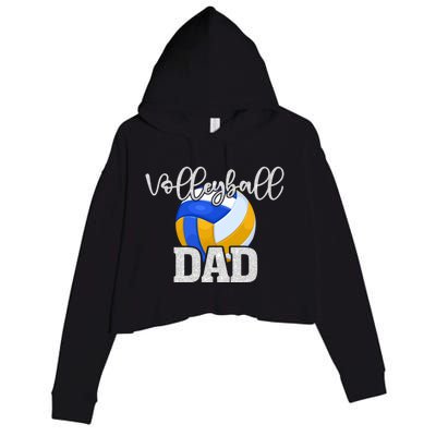 Volleyball Dad Vintage Volleyball Family Matching Great Gift Crop Fleece Hoodie