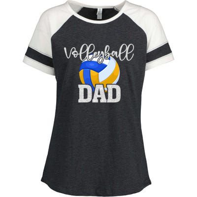 Volleyball Dad Vintage Volleyball Family Matching Great Gift Enza Ladies Jersey Colorblock Tee