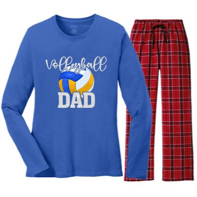 Volleyball Dad Vintage Volleyball Family Matching Great Gift Women's Long Sleeve Flannel Pajama Set 