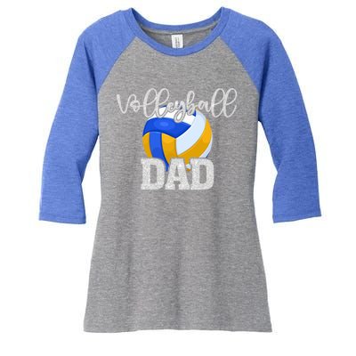 Volleyball Dad Vintage Volleyball Family Matching Great Gift Women's Tri-Blend 3/4-Sleeve Raglan Shirt