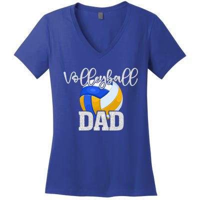 Volleyball Dad Vintage Volleyball Family Matching Great Gift Women's V-Neck T-Shirt